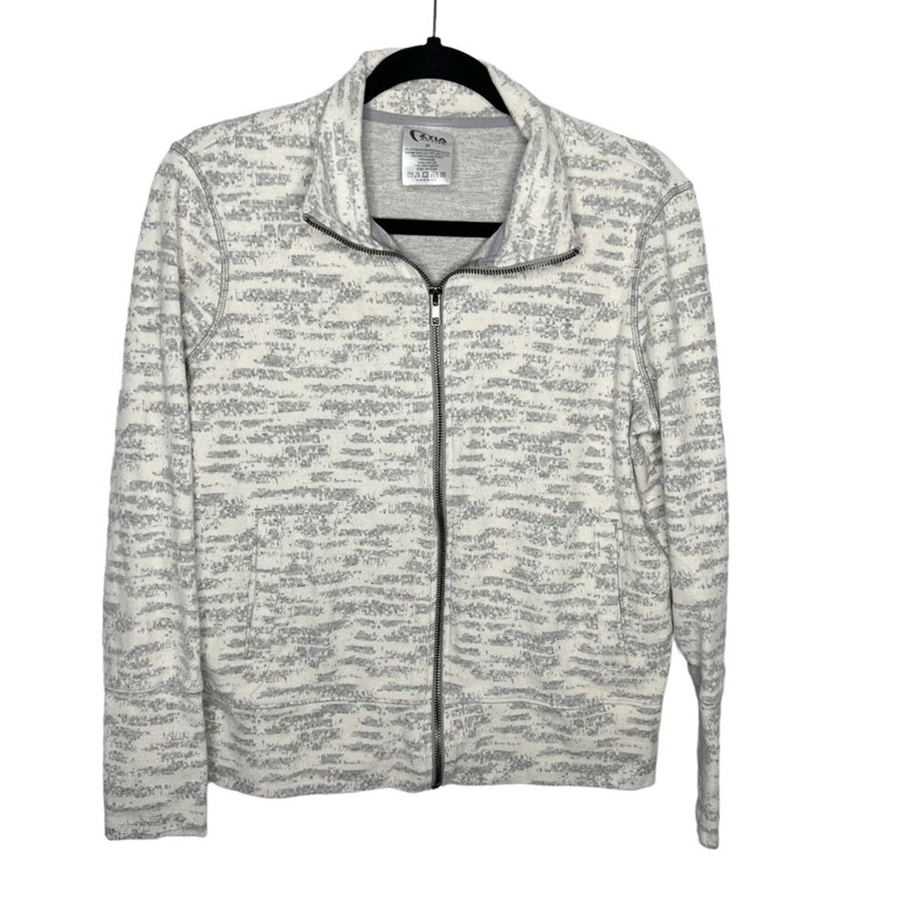 ZYIA ACTIVE / white cream gray full zip active jacket / M
